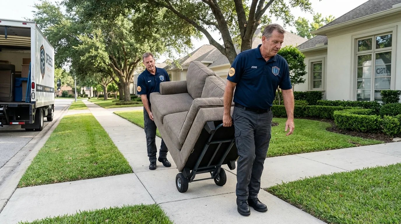 Local residential moving crew loading furniture in Huntersville, NC